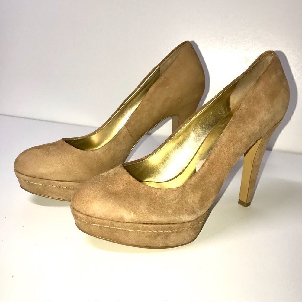 Nine West Tan Suede Platform Pumps Heels 9 1/2 - Picture 7 of 8